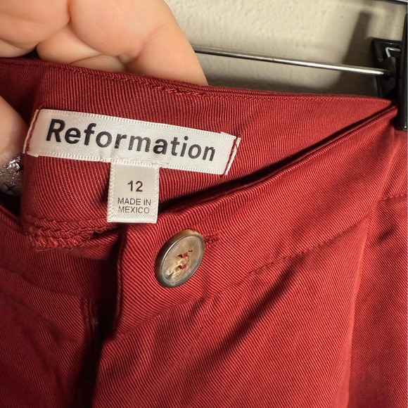 Reformation Women's 12 Red Mason Wide Leg High Rise Trousers Workwear Chic - Picture 6 of 7